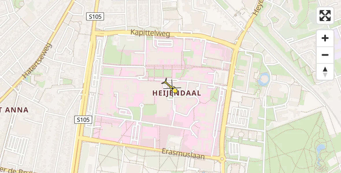 Vluchtroute Traumahelikopter van Radboud Universitair Medisch Centrum naar Radboud Universitair Medisch Centrum