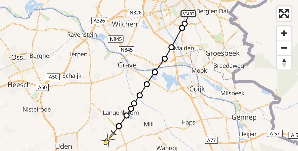 Routekaart van de vlucht: Lifeliner 3 naar Volkel