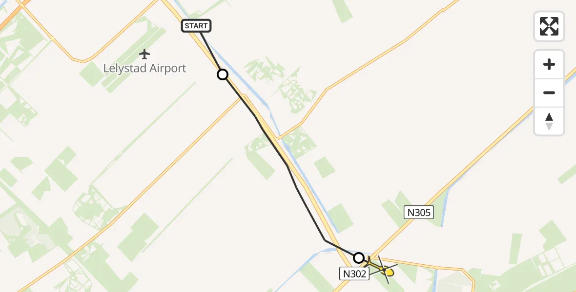 Routekaart van de vlucht: Ambulancehelikopter naar Zeewolde