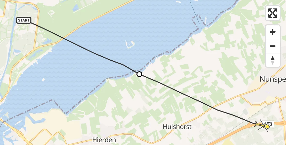 Routekaart van de vlucht: Ambulancehelikopter naar Nunspeet