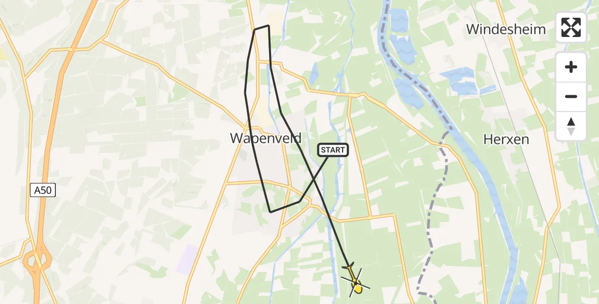 Routekaart van de vlucht: Ambulancehelikopter naar Heerde