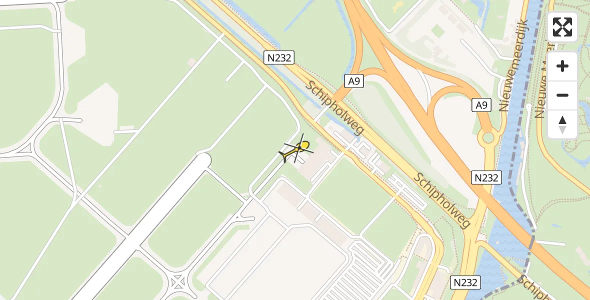 Routekaart van de vlucht: Politiehelikopter naar Schiphol