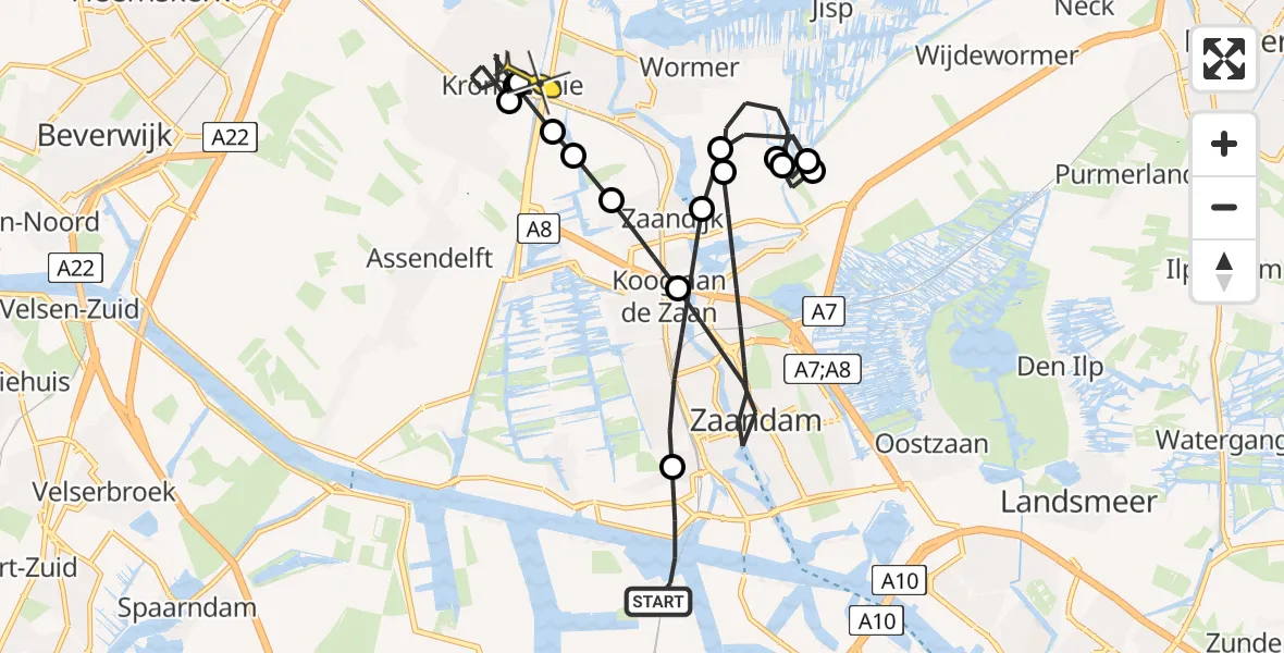 Routekaart van de vlucht: Lifeliner 1 naar Krommenie