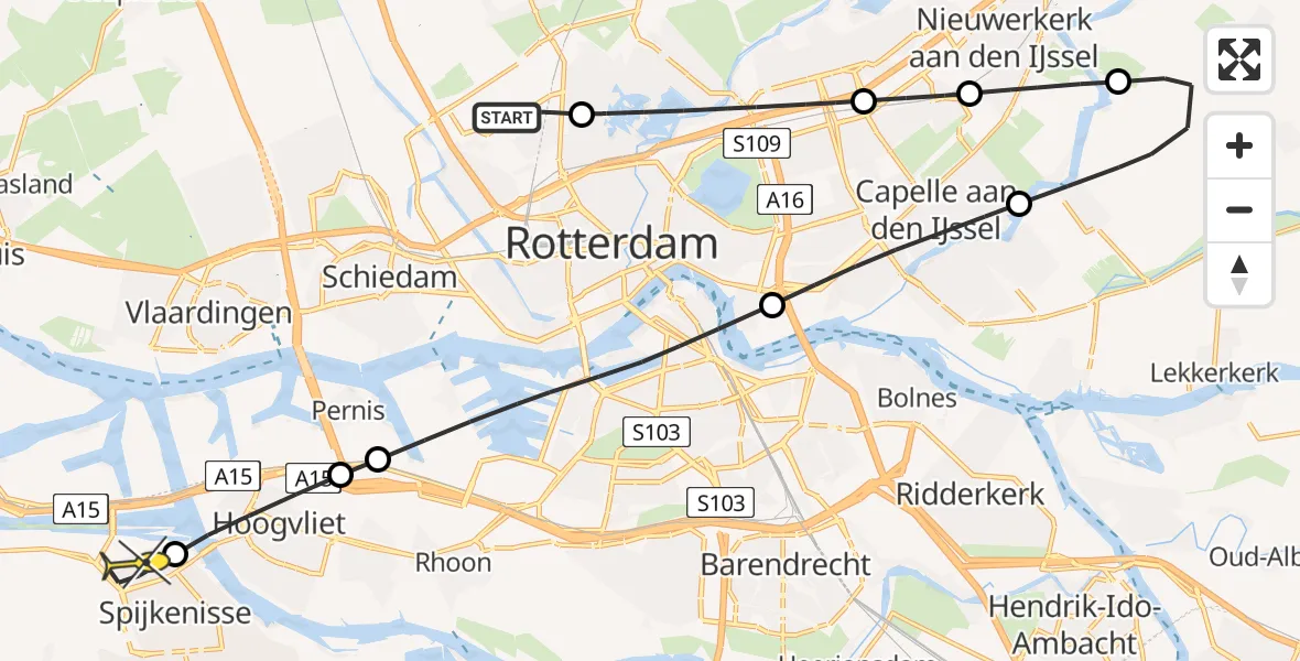 Routekaart van de vlucht: Lifeliner 2 naar Spijkenisse