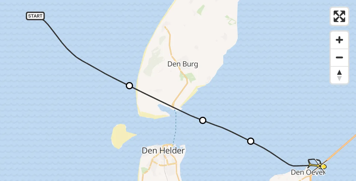 Routekaart van de vlucht: Kustwachthelikopter naar Den Oever