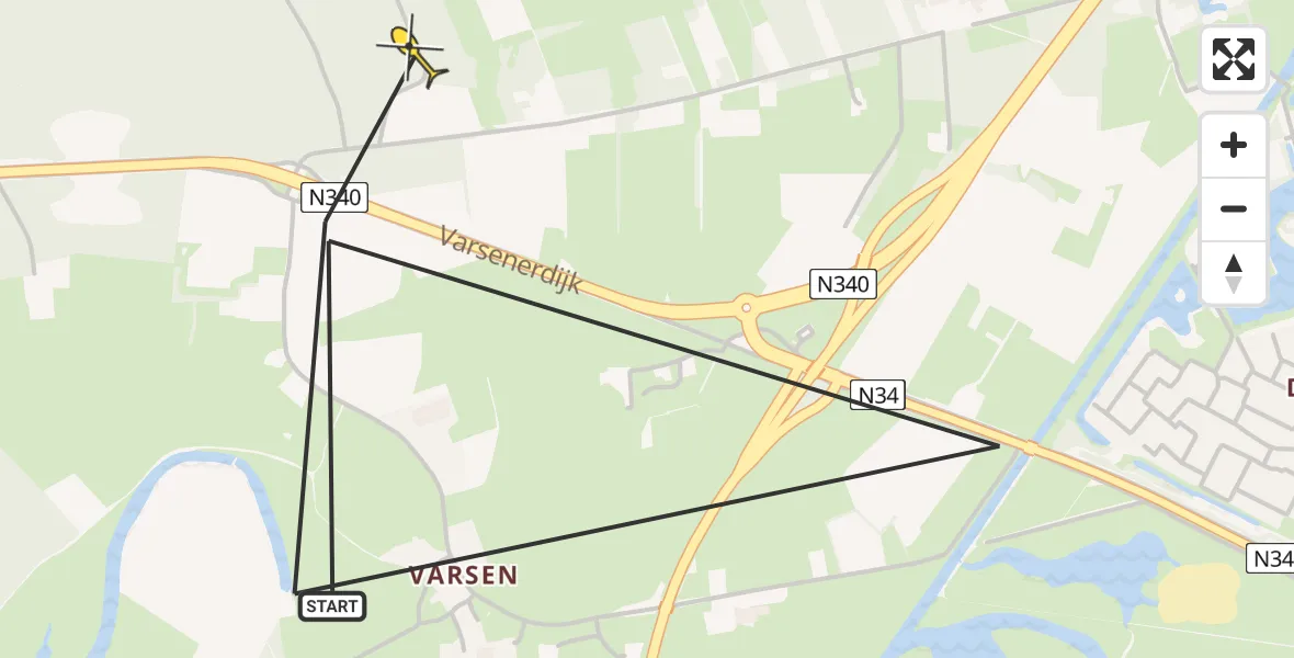 Routekaart van de vlucht: Ambulancehelikopter naar Ommen