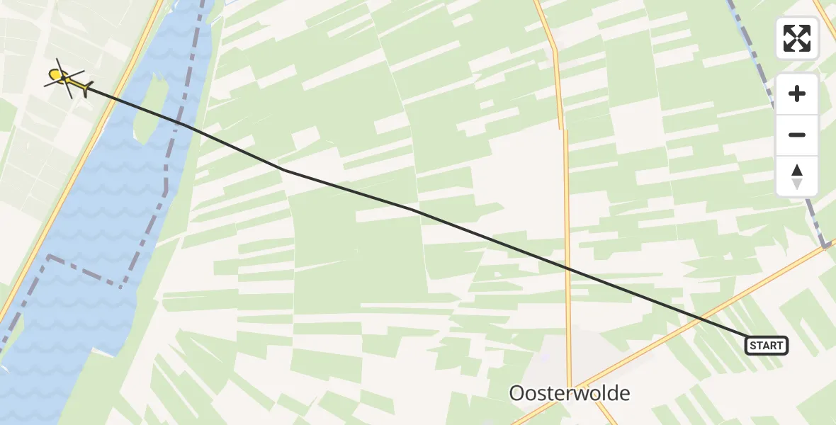 Routekaart van de vlucht: Ambulancehelikopter naar Dronten