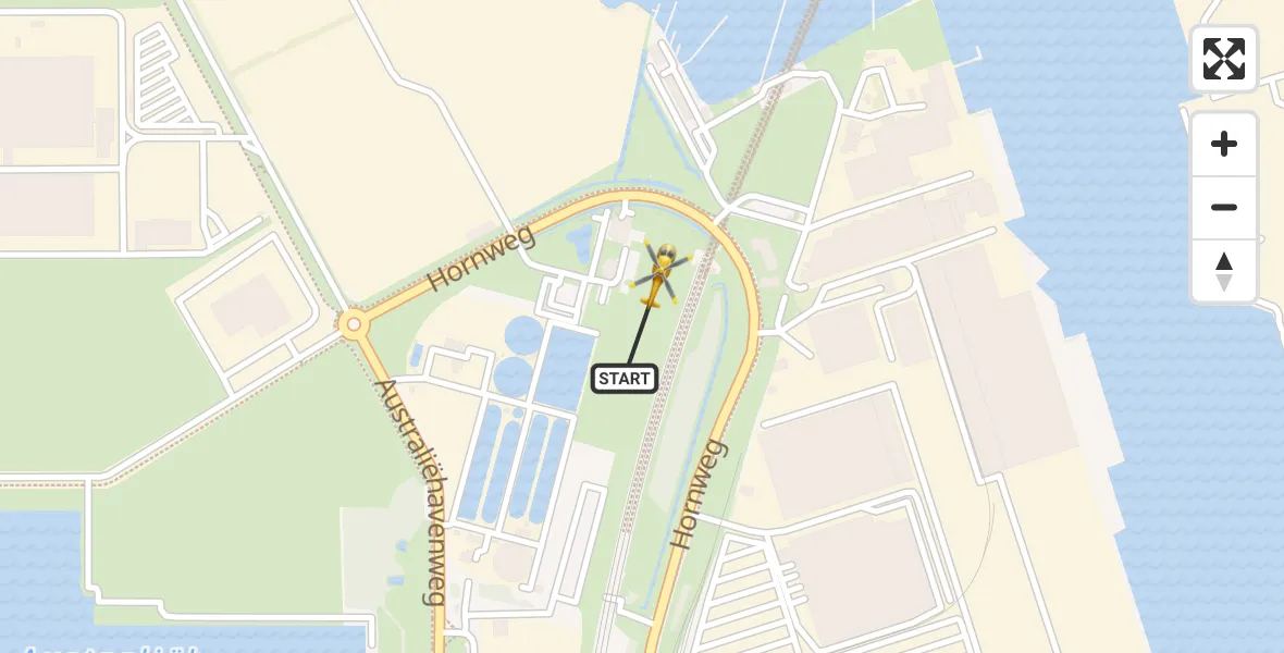Vluchtroute Traumahelikopter Amsterdam Heliport - Amsterdam Heliport, 10 januari 2024, 18:17