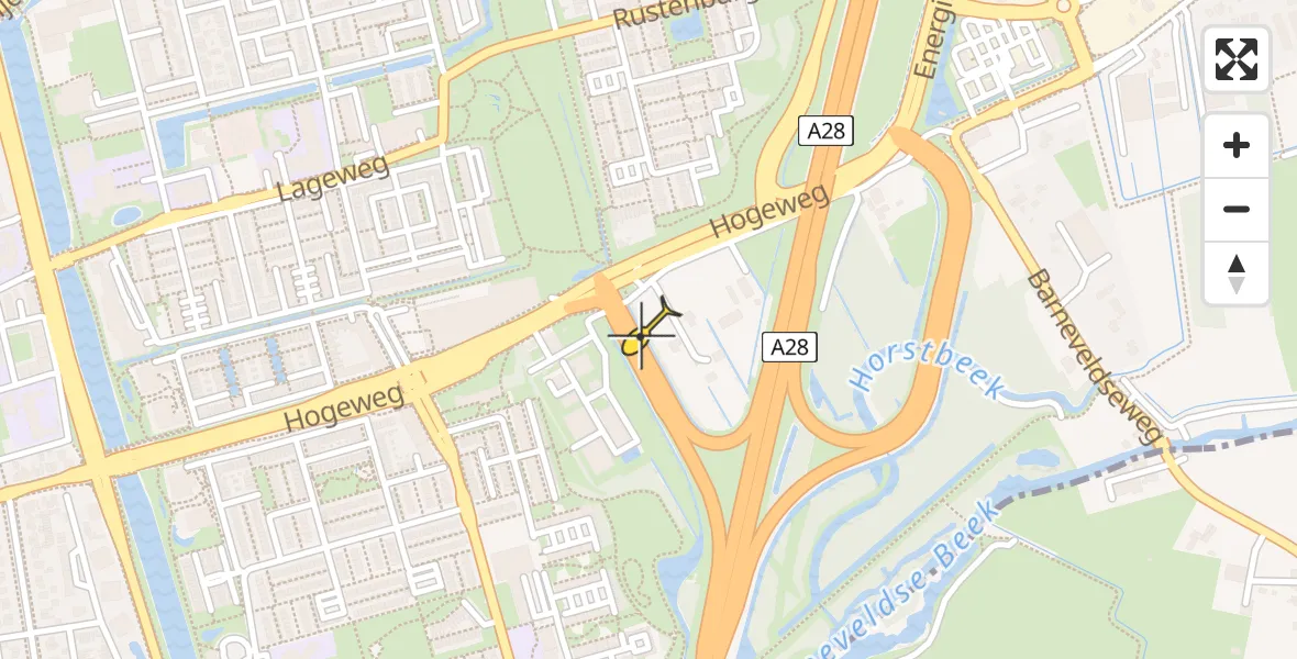 Routekaart van de vlucht: Traumahelikopter naar Amersfoort