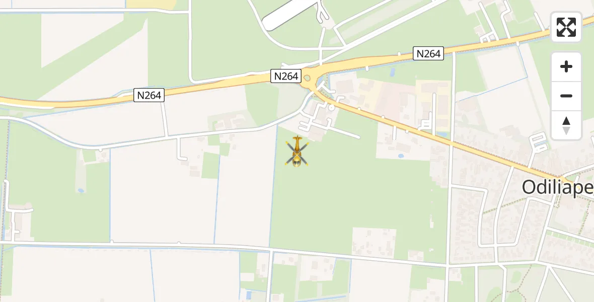 Vluchtroute Traumahelikopter van Vliegbasis Volkel naar Vliegbasis Volkel