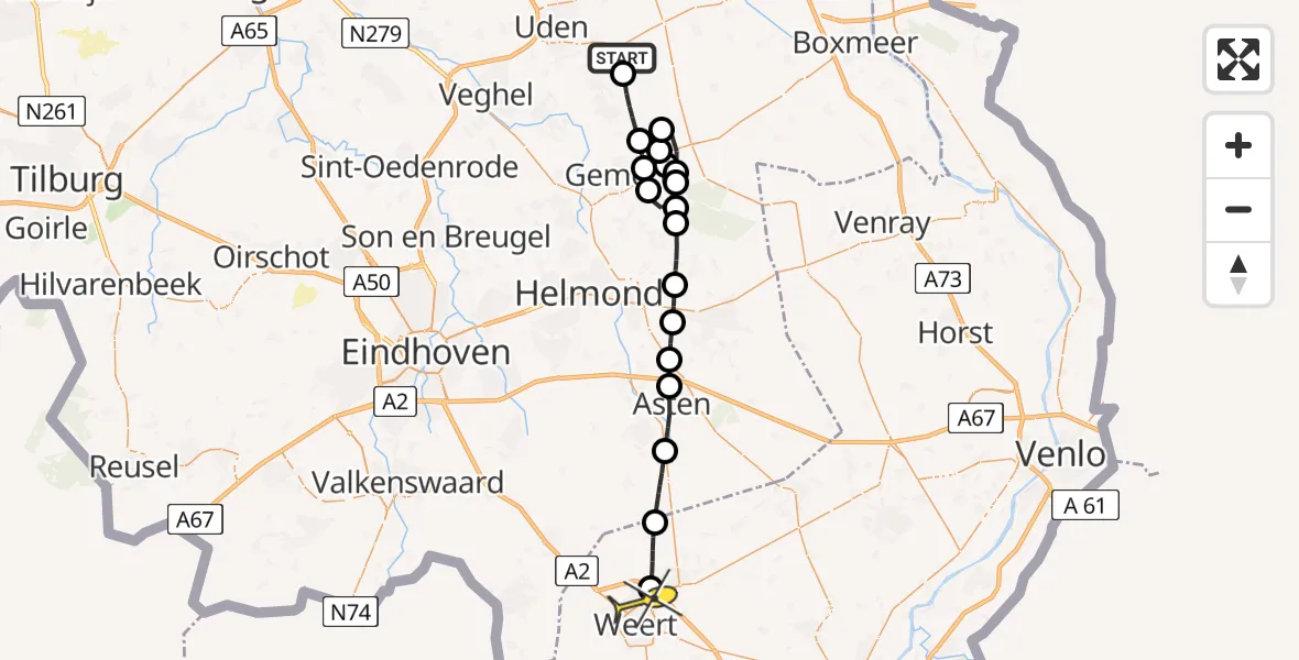 Routekaart van de vlucht: Lifeliner 3 naar Weert