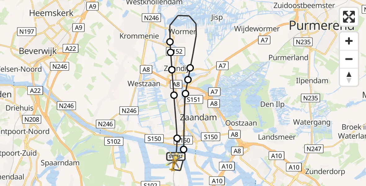 Vluchtroute Traumahelikopter Amsterdam Heliport - Amsterdam Heliport, 10 januari 2024, 21:33