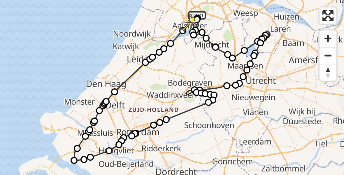 Routekaart van de vlucht: Politieheli naar Aalsmeerderbrug