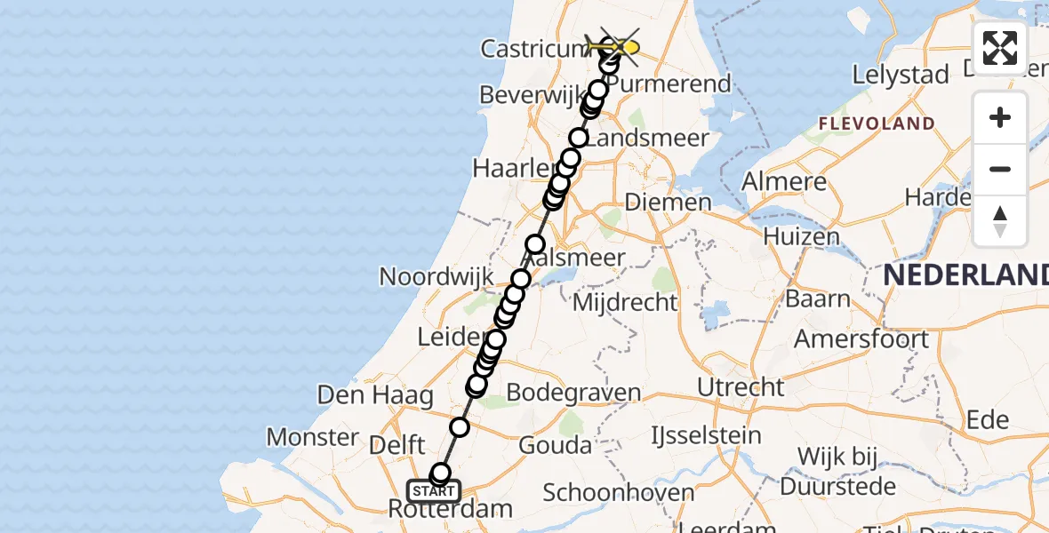 Routekaart van de vlucht: Lifeliner 2 naar De Rijp