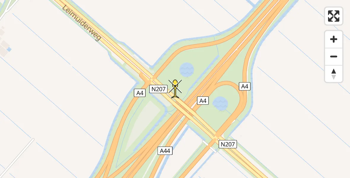 Routekaart van de vlucht: Traumahelikopter naar Nieuw-Vennep