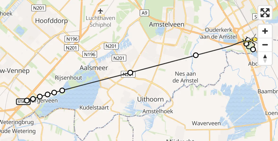 Routekaart van de vlucht: Lifeliner 1 naar Academisch Medisch Centrum (AMC)