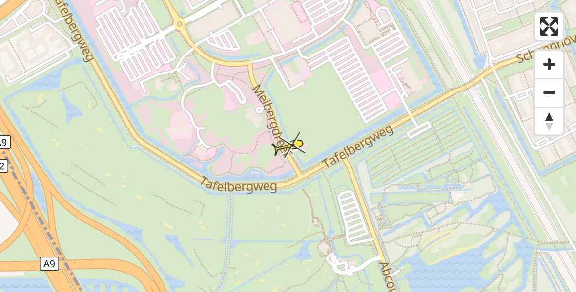 Routekaart van de vlucht: Lifeliner 1 naar Academisch Medisch Centrum (AMC)