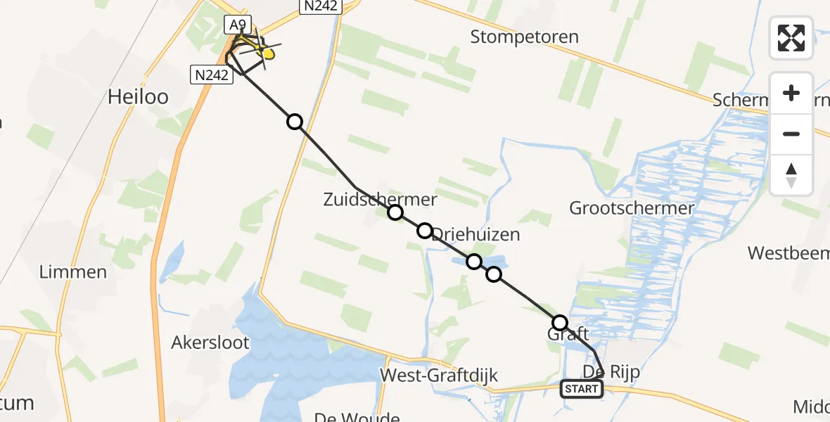Routekaart van de vlucht: Lifeliner 2 naar Alkmaar