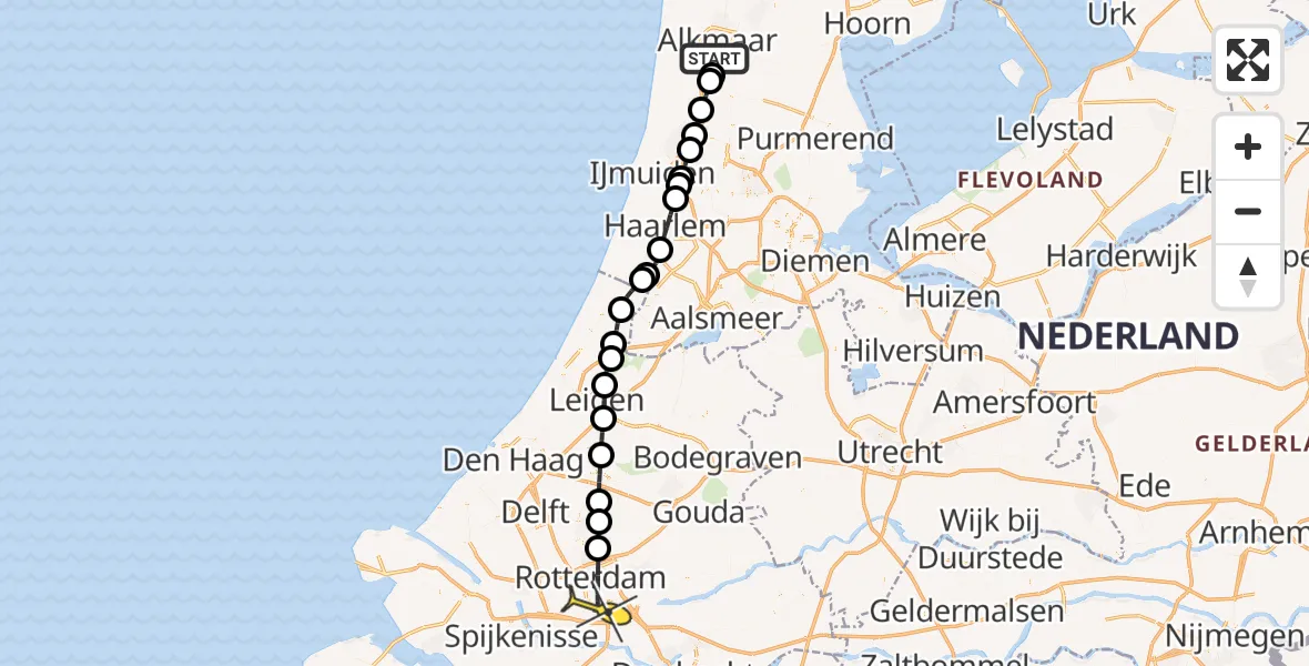Routekaart van de vlucht: Lifeliner 2 naar Rotterdam