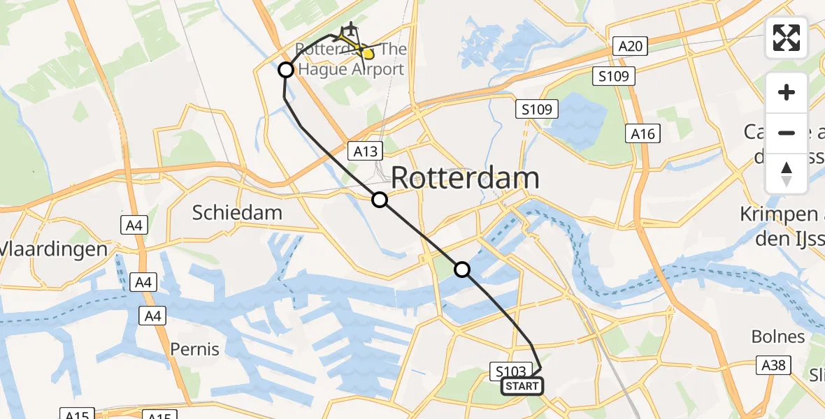 Routekaart van de vlucht: Lifeliner 2 naar Rotterdam The Hague Airport