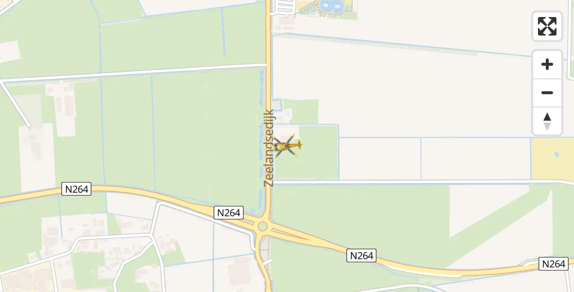 Vluchtroute Traumahelikopter van Vliegbasis Volkel naar Vliegbasis Volkel
