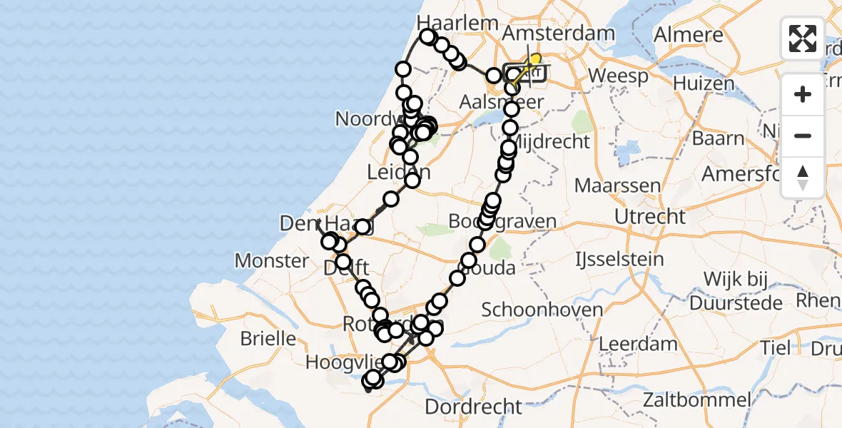 Vluchtroute Politiehelikopter van Schiphol naar Schiphol