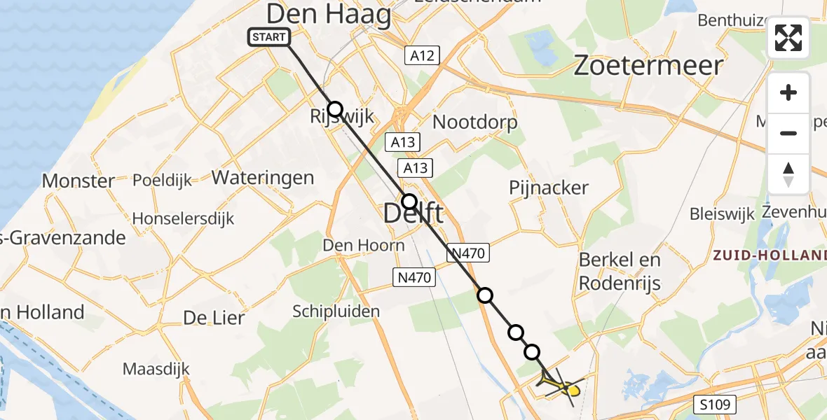 Routekaart van de vlucht: Lifeliner 2 naar Rotterdam The Hague Airport