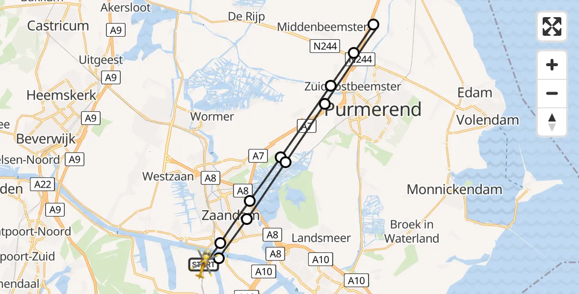 Vluchtroute Traumahelikopter Amsterdam Heliport - Amsterdam Heliport, 11 januari 2024, 09:14