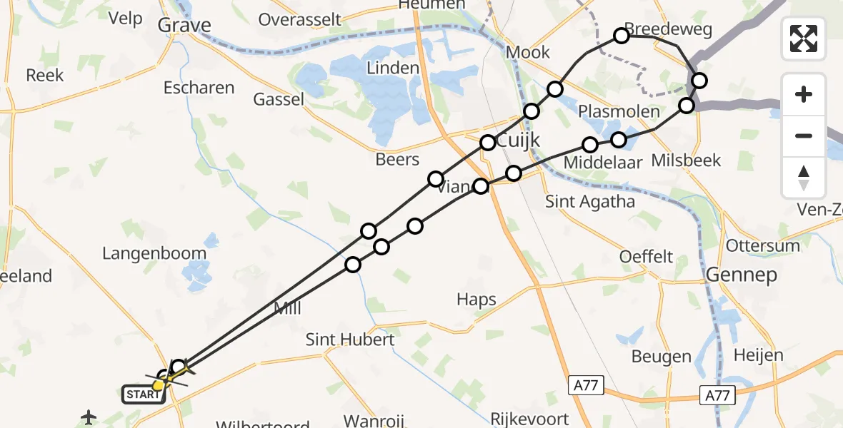 Routekaart van de vlucht: Lifeliner 3 naar Zeeland