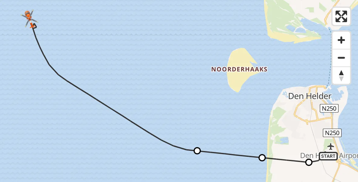 Vluchtroute Kustwachthelikopter Vliegveld De Kooy - , 11 januari 2024, 10:54