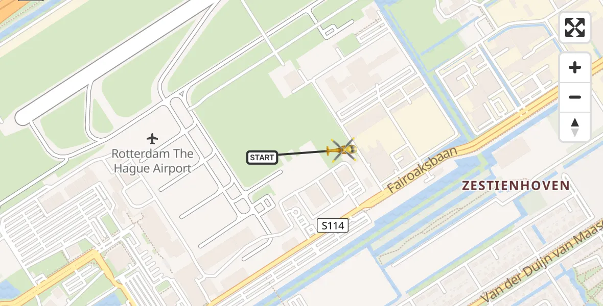 Vluchtroute Traumahelikopter Rotterdam The Hague Airport - Rotterdam The Hague Airport, 11 januari 2024, 11:26