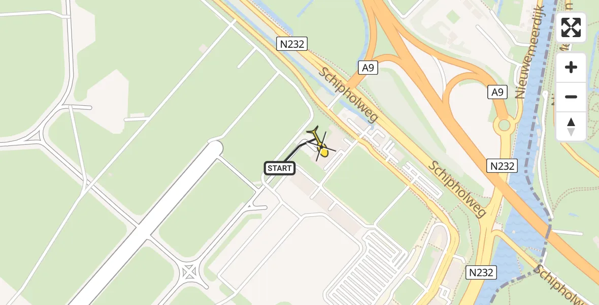 Vluchtroute Politiehelikopter van Schiphol naar Schiphol
