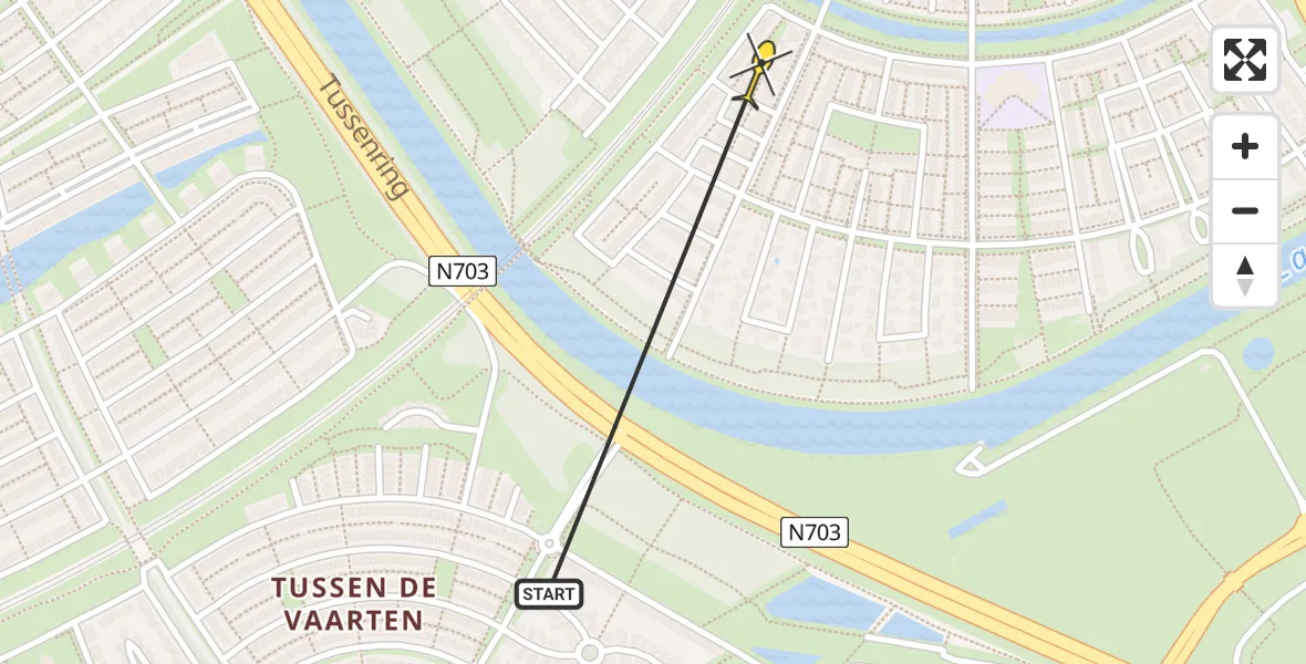 Routekaart van de vlucht: Politiehelikopter naar Almere