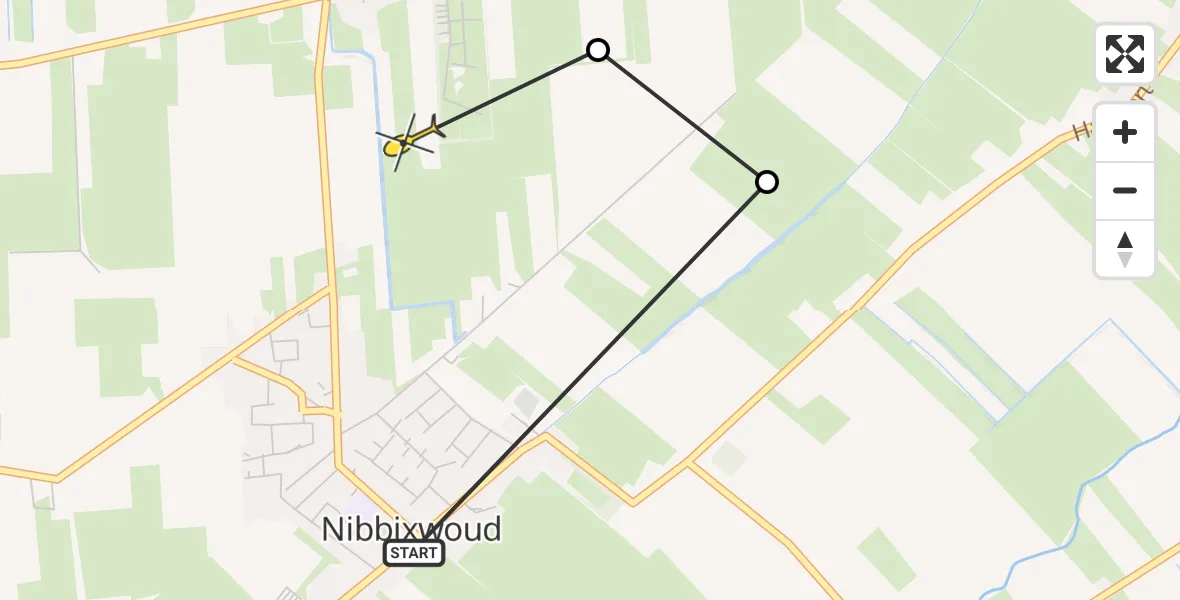 Routekaart van de vlucht: Ambulanceheli naar Midwoud