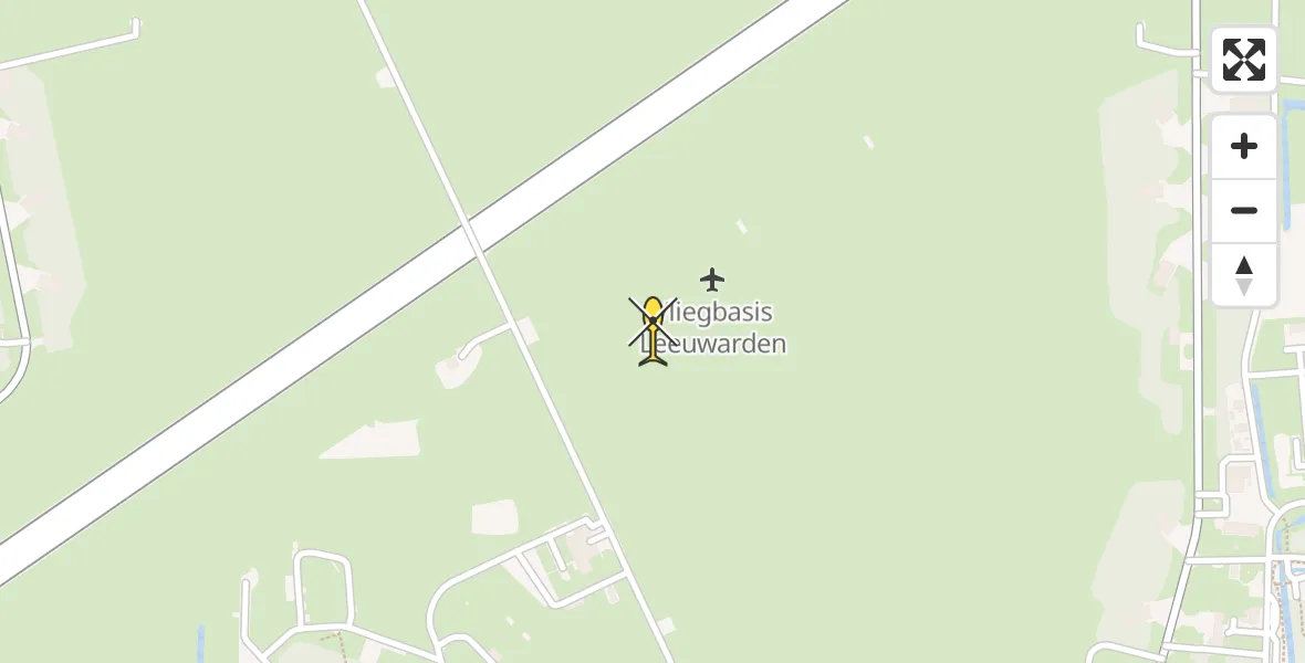 Routekaart van de vlucht: Ambulancehelikopter naar Vliegbasis Leeuwarden