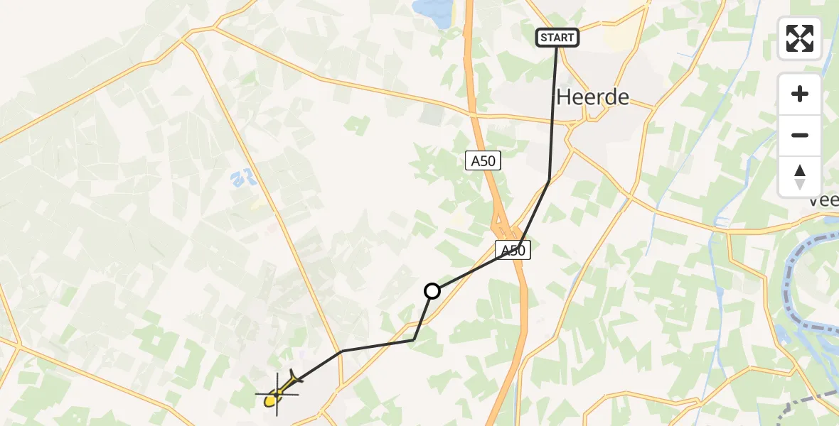 Routekaart van de vlucht: Ambulancehelikopter naar Epe