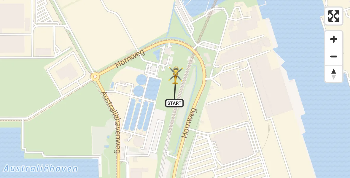 Vluchtroute Traumahelikopter Amsterdam Heliport - Amsterdam Heliport, 11 januari 2024, 19:13