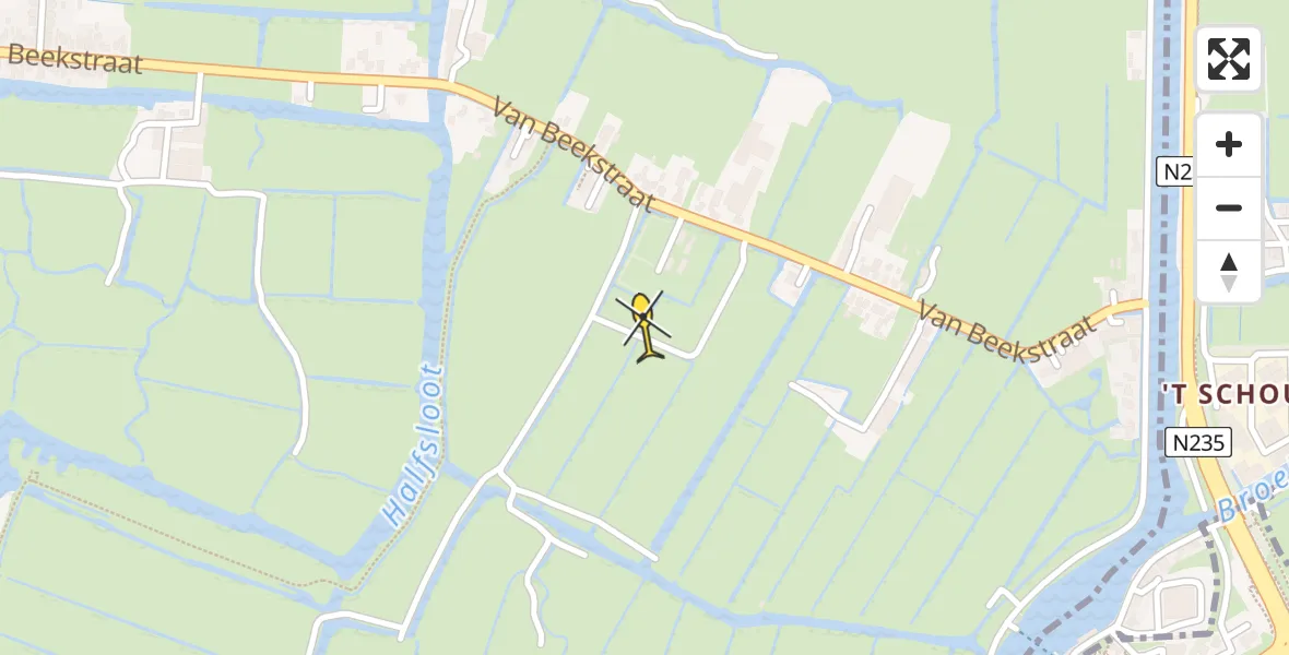 Routekaart van de vlucht: Politiehelikopter naar Landsmeer
