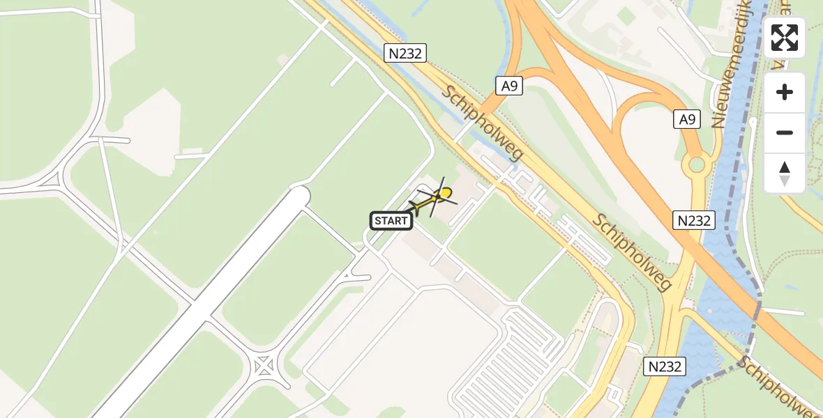 Vluchtroute Politiehelikopter van Schiphol naar Schiphol