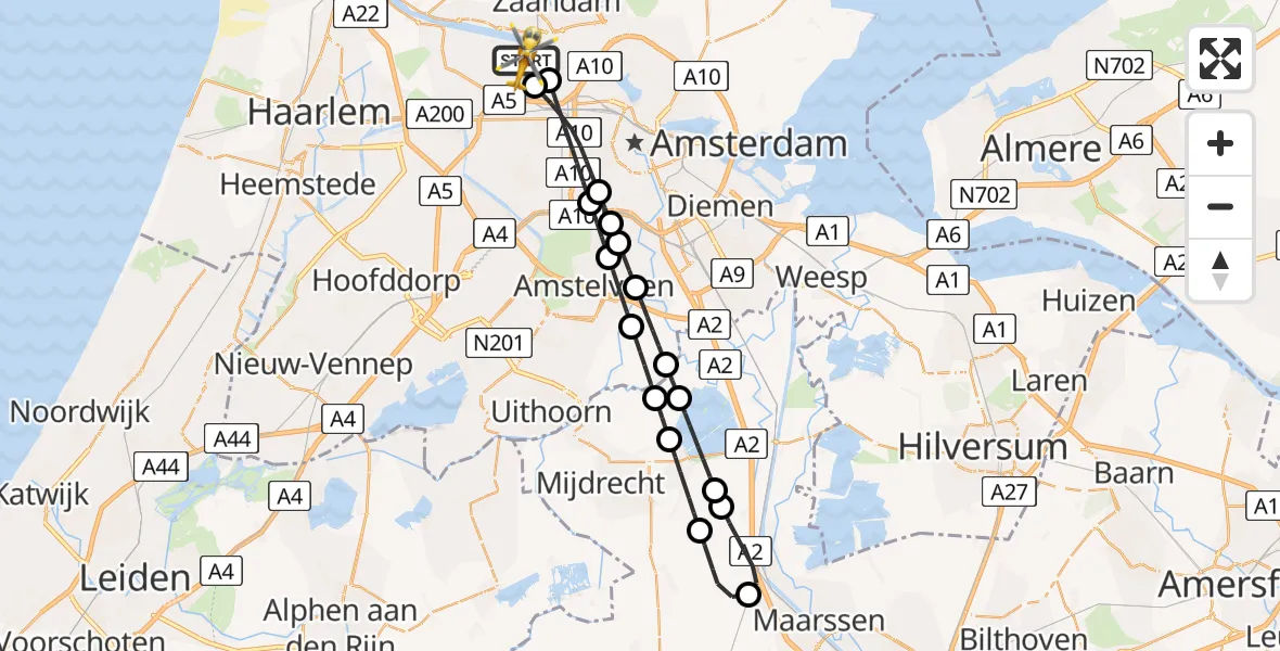Vluchtroute Traumahelikopter Amsterdam Heliport - Amsterdam Heliport, 11 januari 2024, 23:51