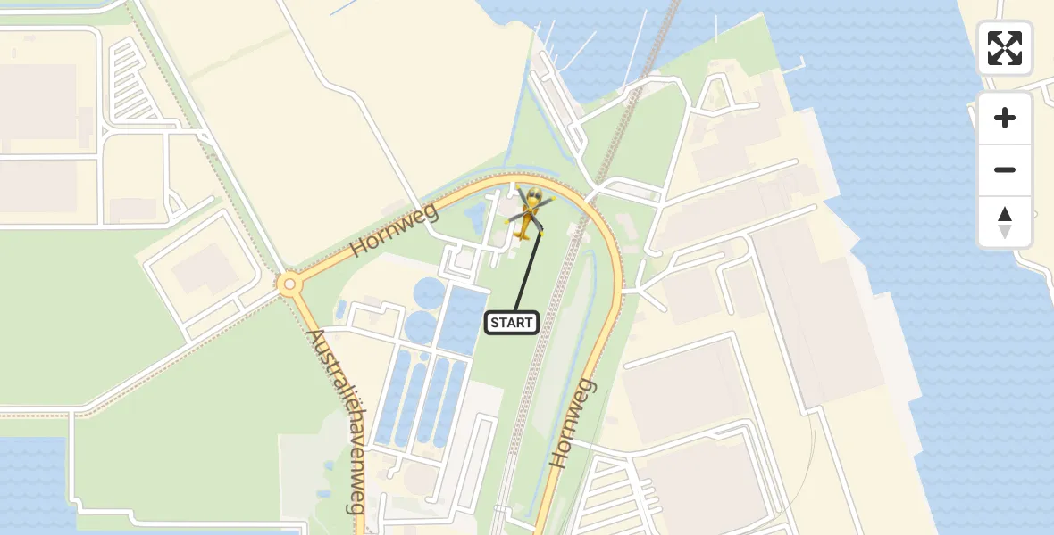 Vluchtroute Traumahelikopter Amsterdam Heliport - Amsterdam Heliport, 12 januari 2024, 00:09