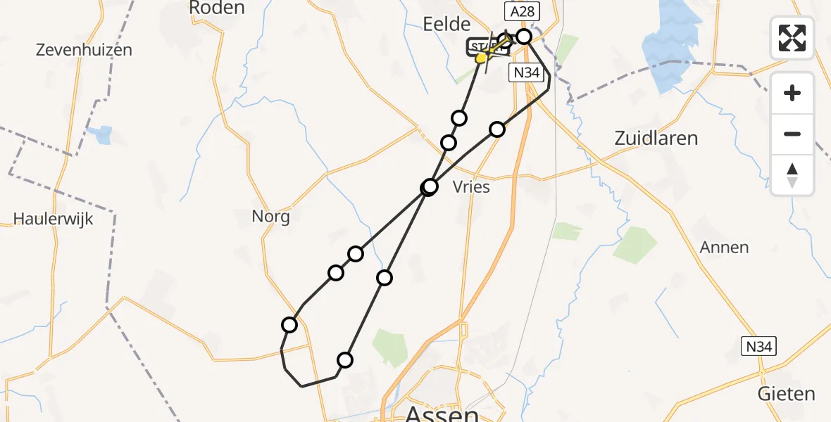 Routekaart van de vlucht: Lifeliner 4 naar Groningen Airport Eelde