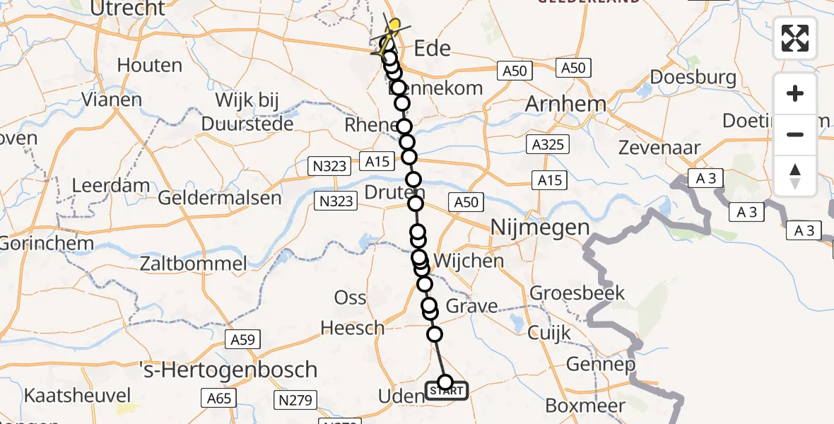 Routekaart van de vlucht: Lifeliner 3 naar Ederveen