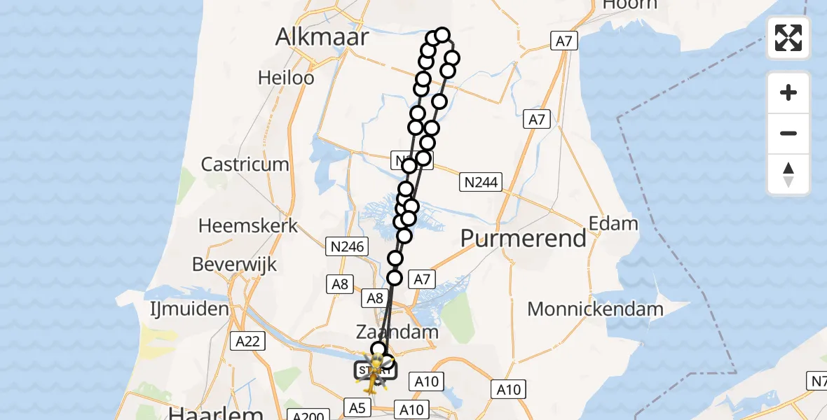 Vluchtroute Traumahelikopter Amsterdam Heliport - Amsterdam Heliport, 12 januari 2024, 10:10
