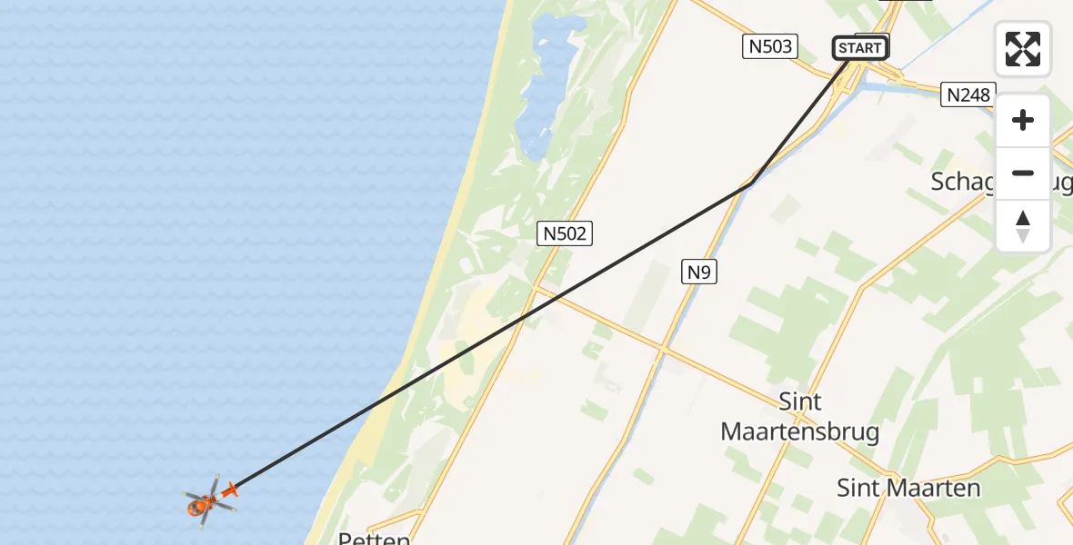 Vluchtroute Kustwachthelikopter Schagerbrug - , 12 januari 2024, 10:26