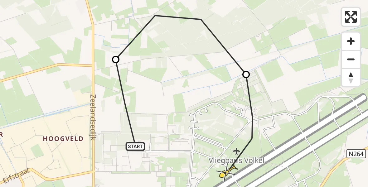 Routekaart van de vlucht: Lifeliner 3 naar Vliegbasis Volkel