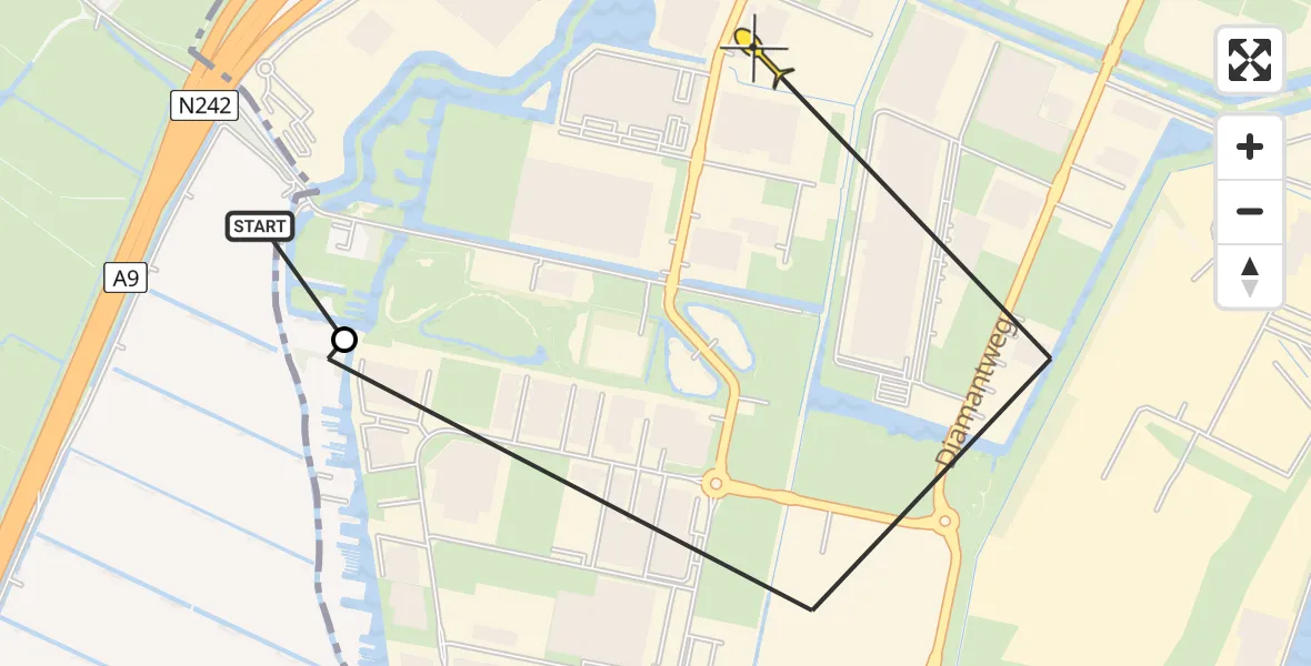 Routekaart van de vlucht: Kustwachthelikopter naar Alkmaar