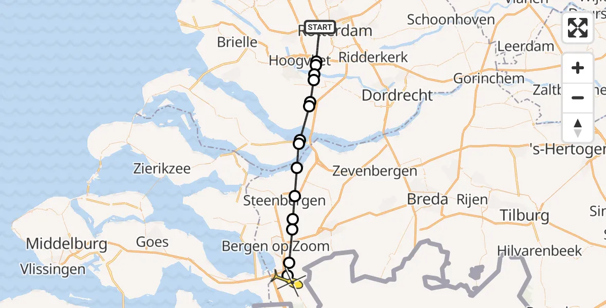 Routekaart van de vlucht: Lifeliner 2 naar Hoogerheide