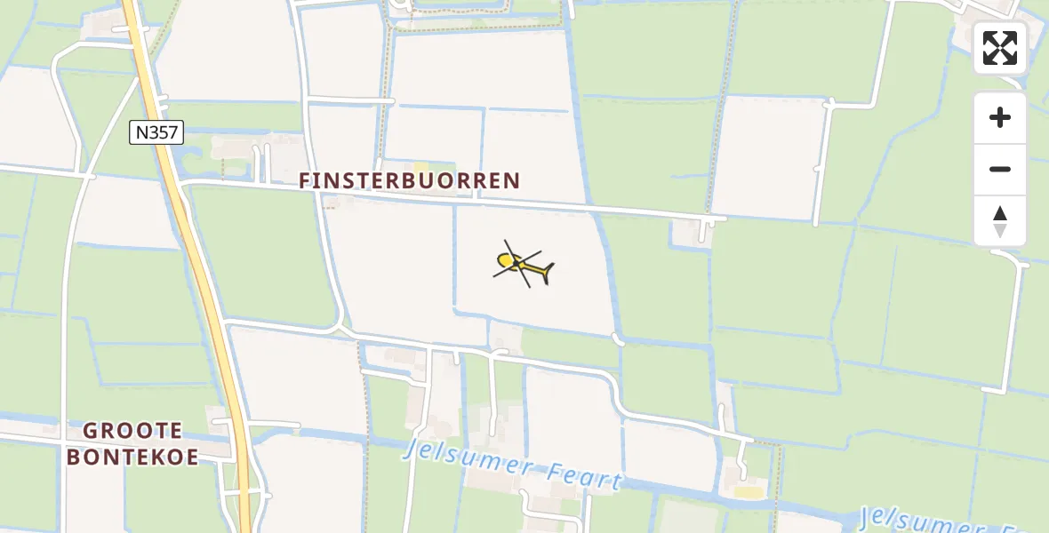 Routekaart van de vlucht: Ambulancehelikopter naar Jelsum