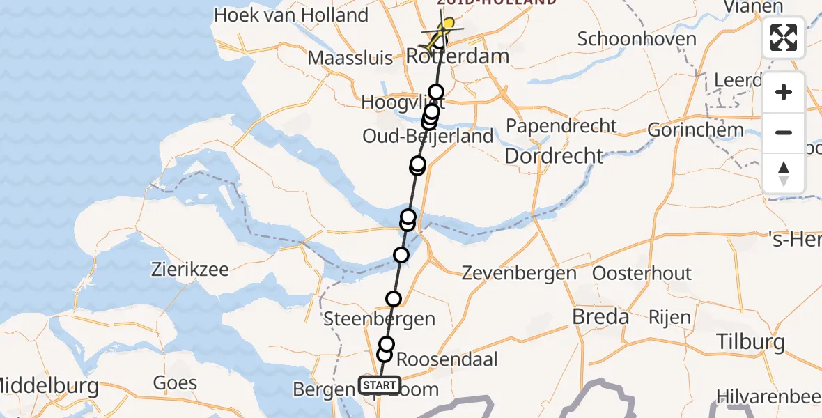 Routekaart van de vlucht: Lifeliner 2 naar Rotterdam The Hague Airport